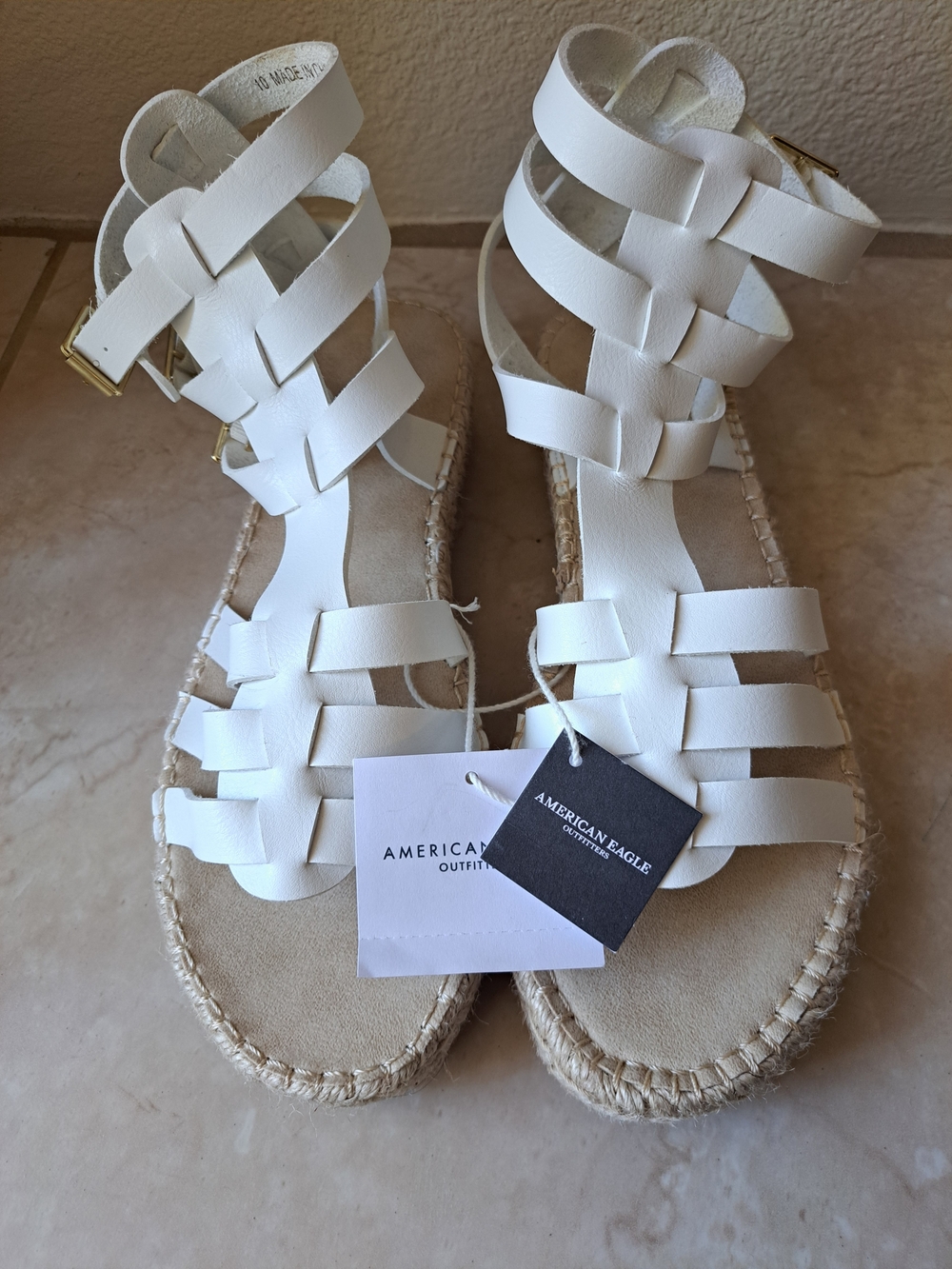 American Eagle Outfitters White Woven Gladiator Sandals